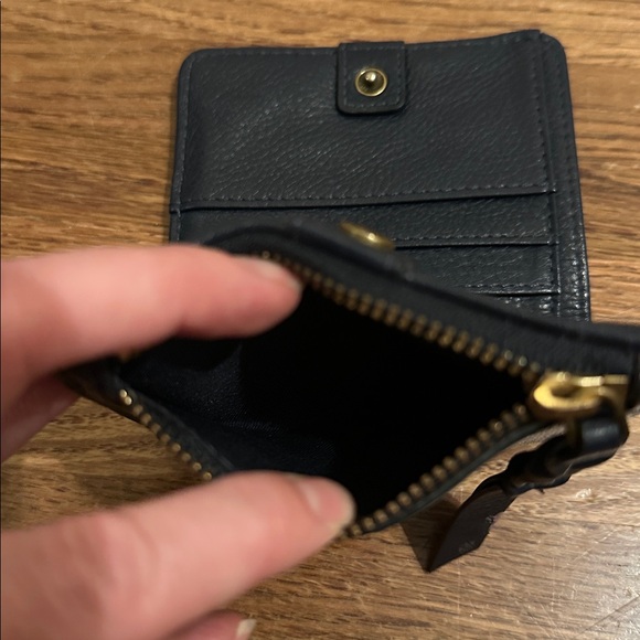 Fossil Wallet Mini Navy Blue Cowhide Leather Zip & Snap Closures - Picture 6 of 6